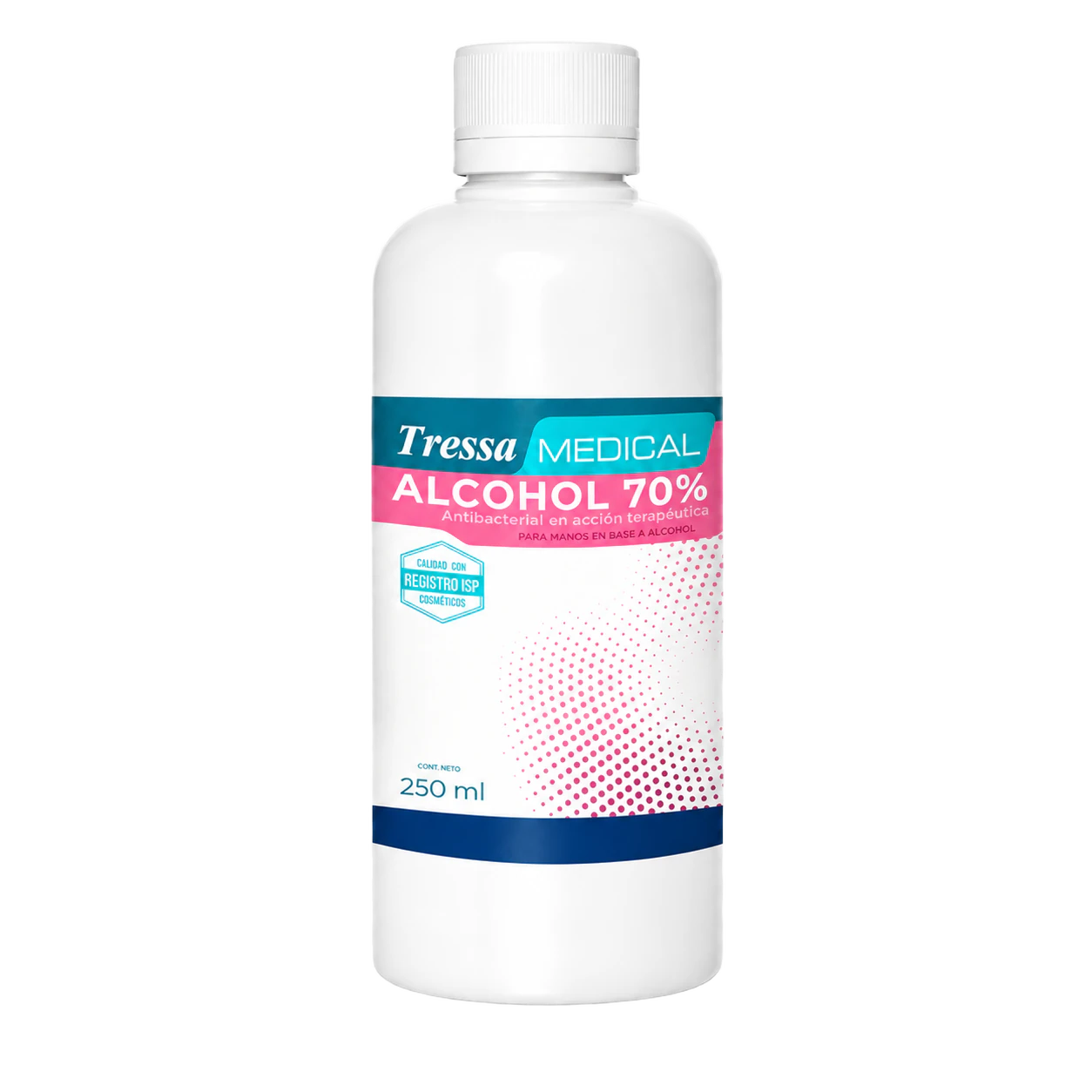 Alcohol 70° 250 ml, alcohol de uso tópico para la piel, Tressa Medical