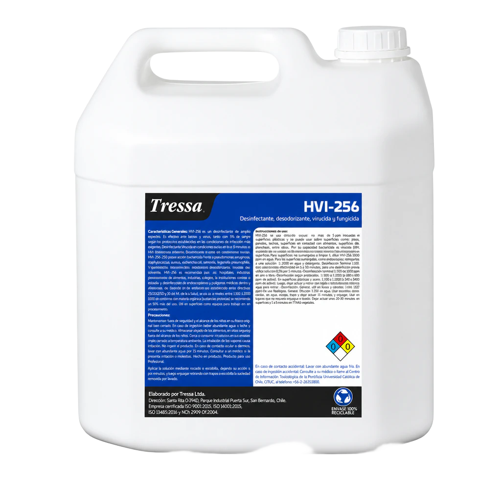 DESINFECTANTE HVI 256 20 LT, limpieza y desinfección de superficies, Tressa