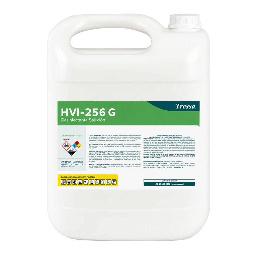DESINFECTANTE HVI 256 G 10 LT, limpieza y desinfección de superficies, Tressa