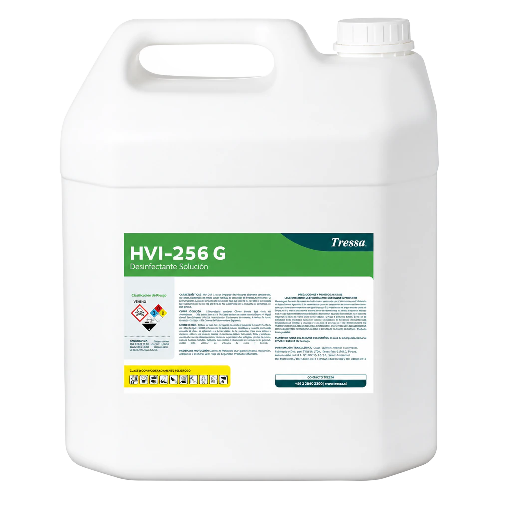 DESINFECTANTE HVI 256 G 20 LT, limpieza y desinfección de superficies, Tressa