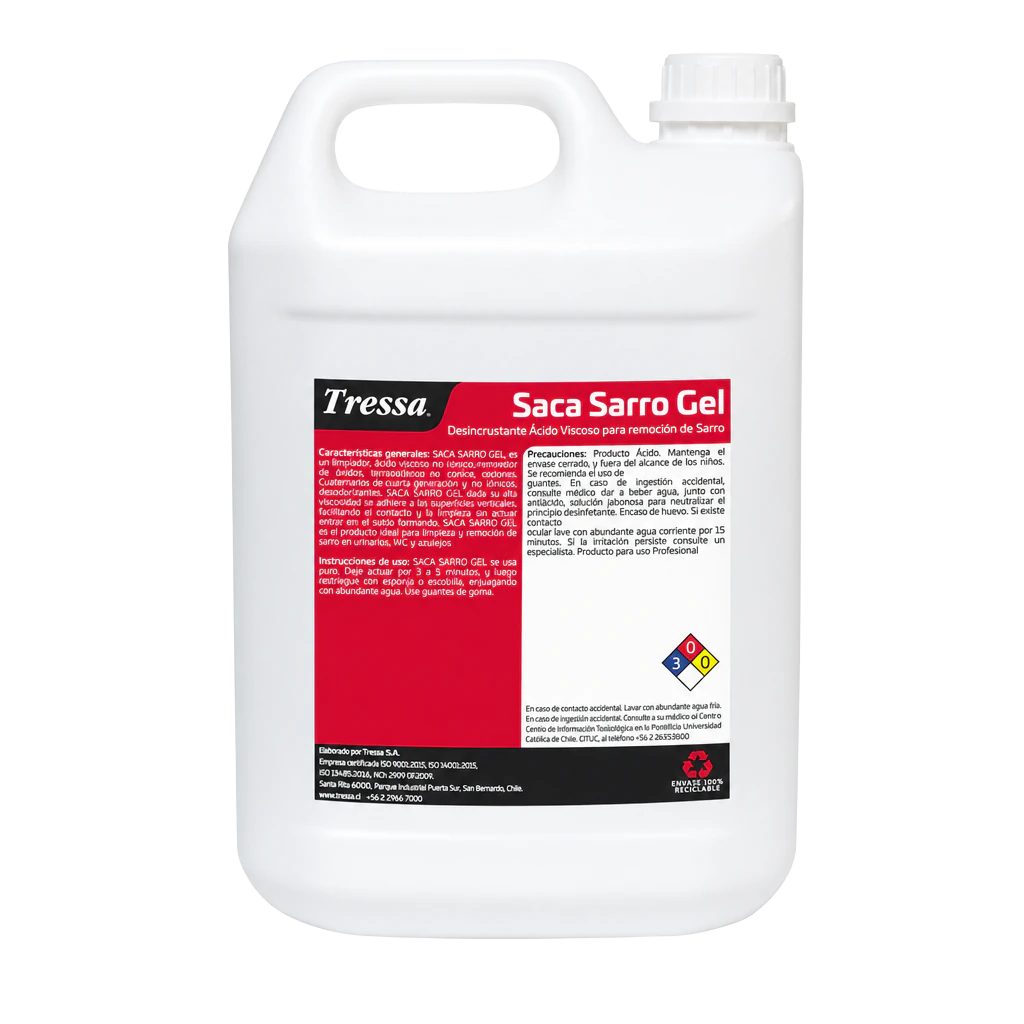 SACA SARRO GEL 5 LT, limpieza y desinfección de superficies, Tressa